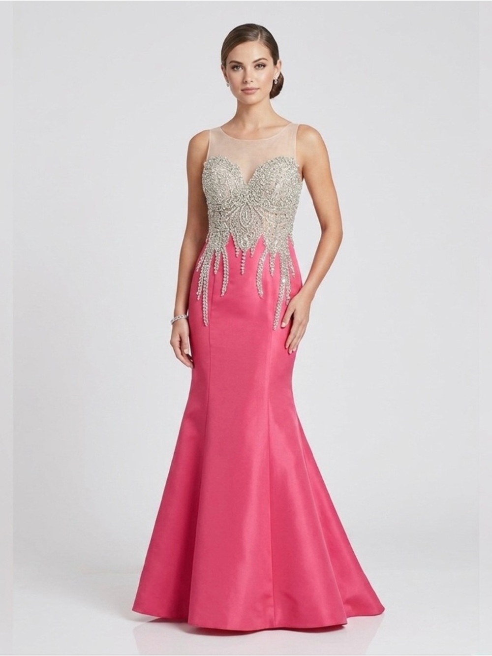Tarik Ediz Beaded Evening Gown – Pink | Size 8 (M)